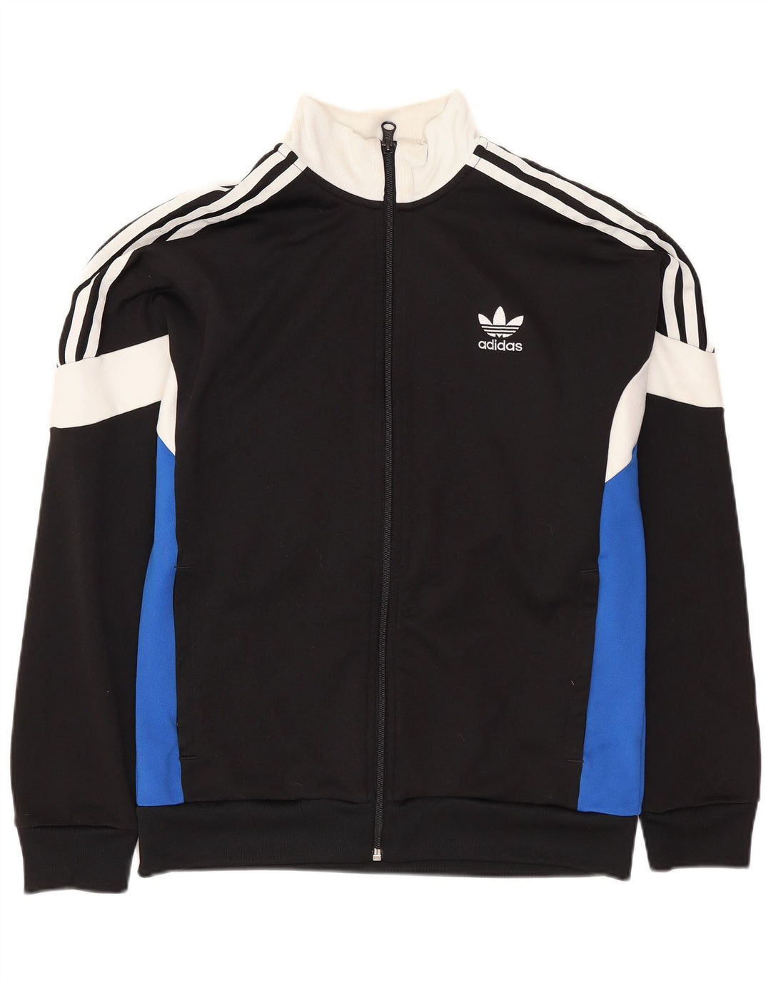ADIDAS Jungen-Trainingsanzug-Top-Jacke, 13–14 Jahre, schwarzes Colourblock-Polyester