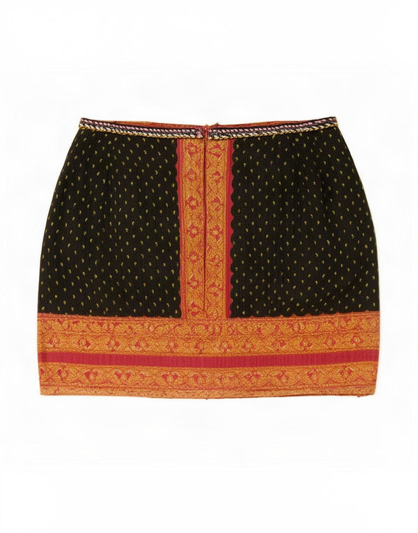 Zara Damen Minirock Large W30 Grün Paisley