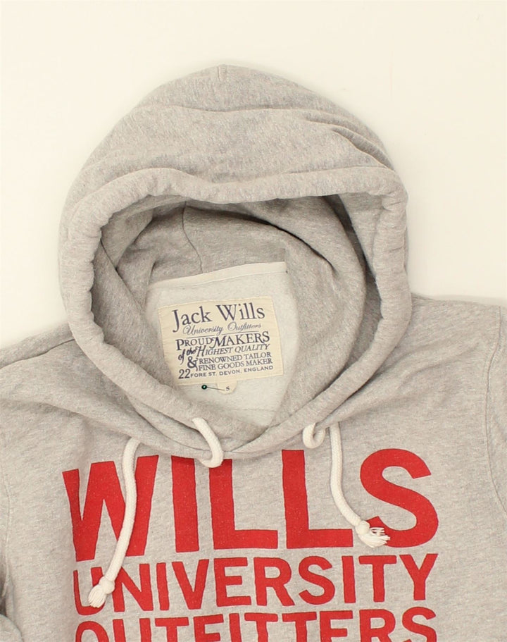 JACK WILLS Mens University Outfitters Graphic Hoodie Jumper Small Grey | Vintage Jack Wills | Thrift | Second-Hand Jack Wills | Used Clothing | Messina Hembry 