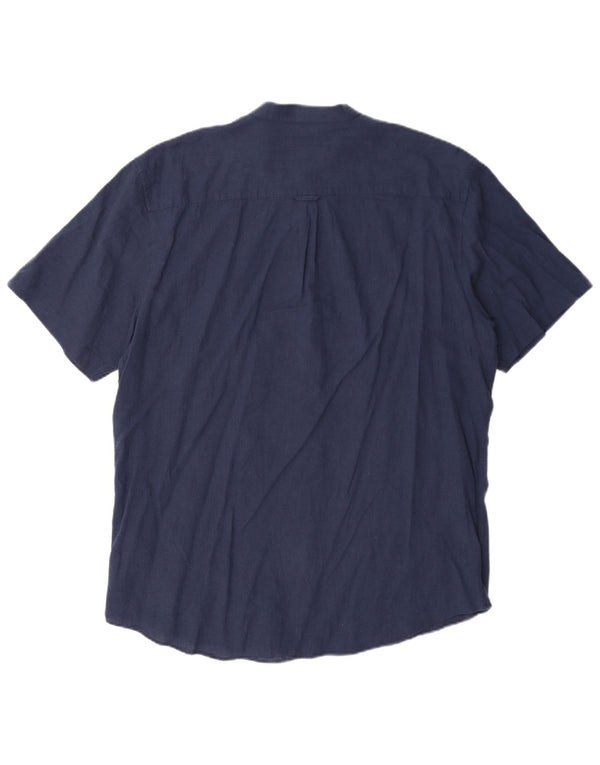 Farah Herren Kurzarmhemd XL Marineblaues Leinen