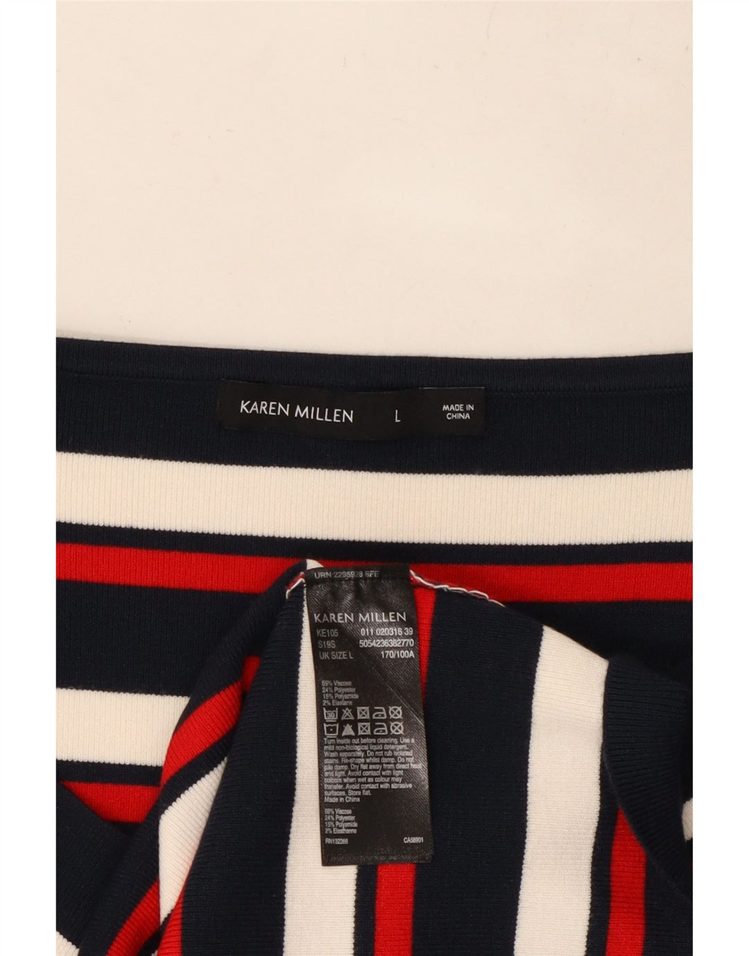 KAREN MILLEN Damen Top Langarm UK 14 Groß Mehrfarbig gestreift