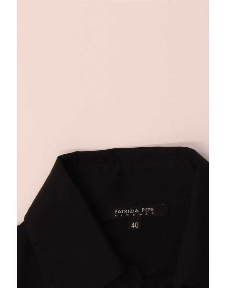 Patrizia Pepe Damen Hemd-Body IT 40 Small Schwarz Baumwolle