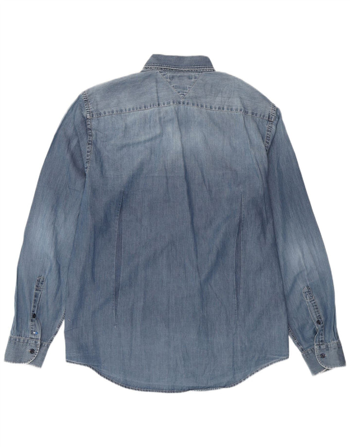 TOMMY HILFIGER Herren New York Fit Jeanshemd XL Blaue Baumwolle