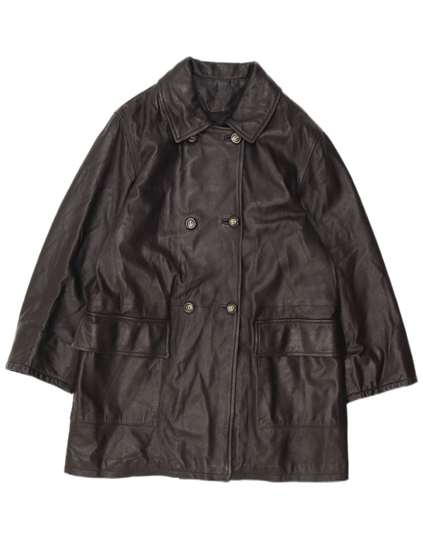 Vintage Damen Übergroßer Doppelbrustmantel IT 42 Medium Schwarz