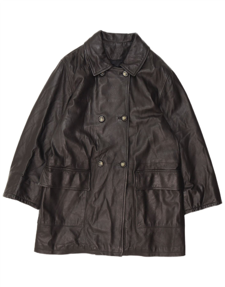 Vintage Damen Übergroßer Doppelbrustmantel IT 42 Medium Schwarz