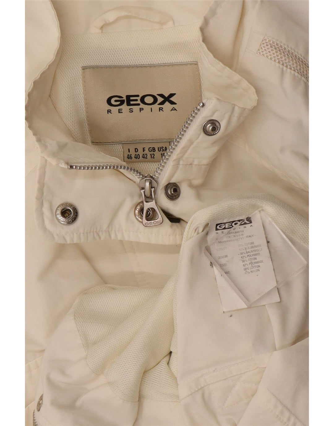 Geox Womens Respira Utility Jacke UK 12 Medium Off White Baumwolle