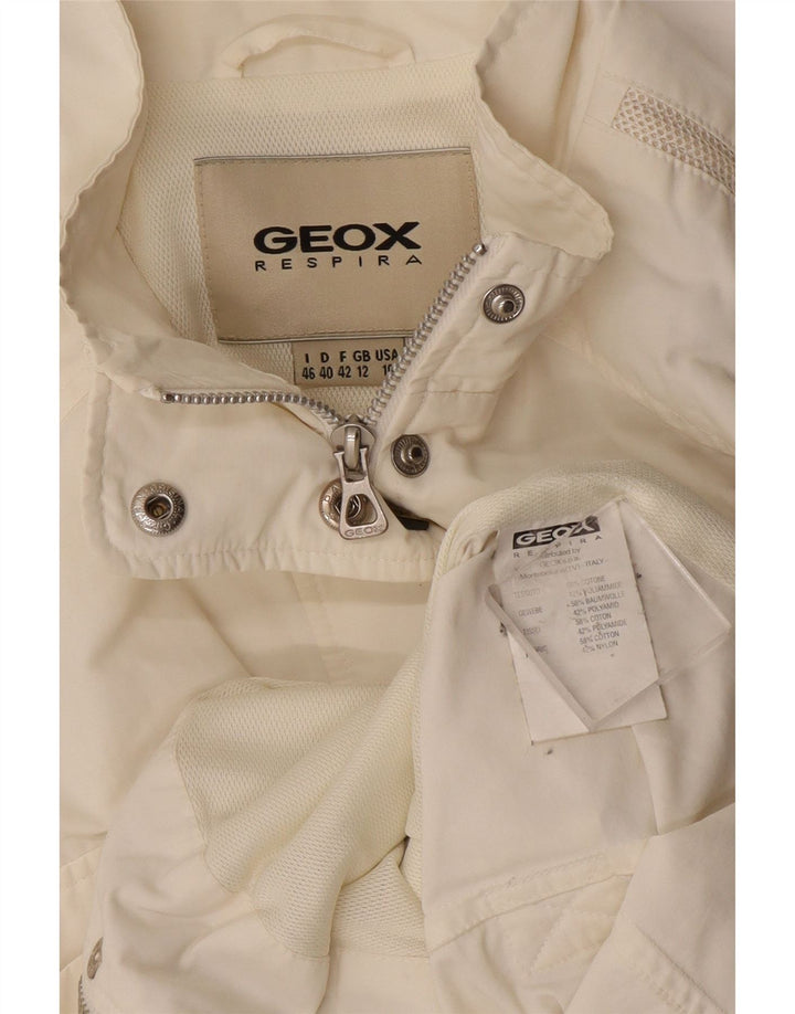Geox Womens Respira Utility Jacke UK 12 Medium Off White Baumwolle