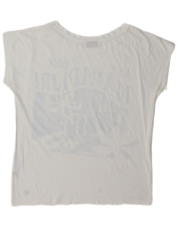 Napapijri Damen Grafik-T-Shirt-Oberteil UK 14 Medium Weiß