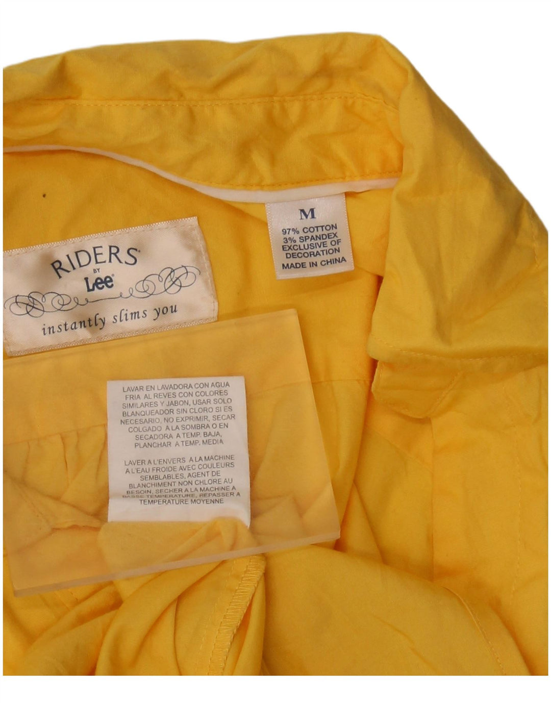 LEE Damen Riders Kurzarmhemd UK 14 Mittelgelbe Baumwolle