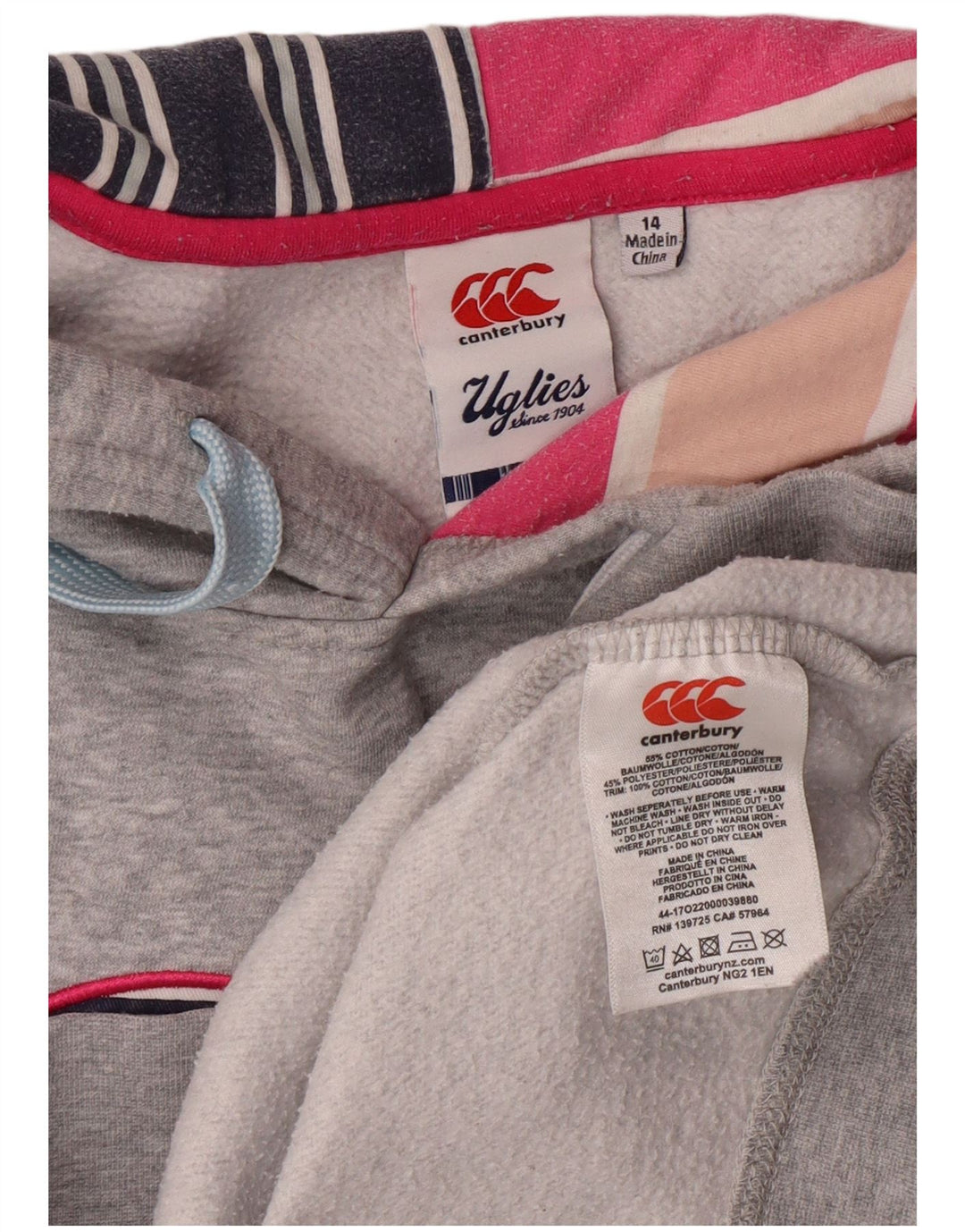 CANTERBURY Damen-Kapuzenpullover mit Grafik, UK 14, Größe L, Grau, Baumwolle