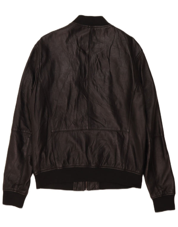 Zara Herren Lederjacke UK 40 Large Schwarz