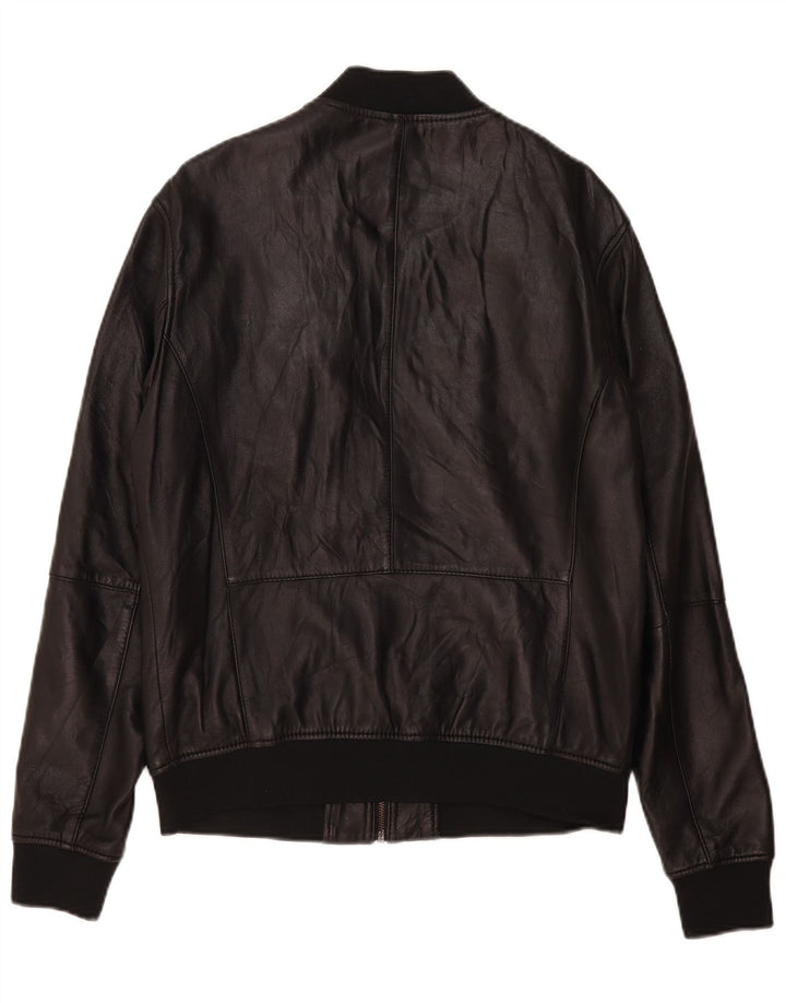 Zara Herren Lederjacke UK 40 Large Schwarz