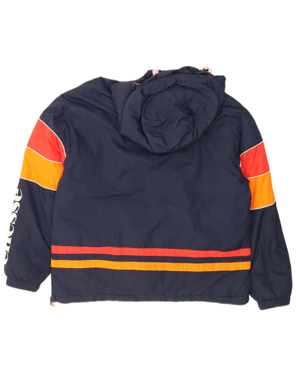 Ellesse Herren-Anorakjacke mit Kapuze und Grafik, UK 42, XL, Marineblau, Farbblock