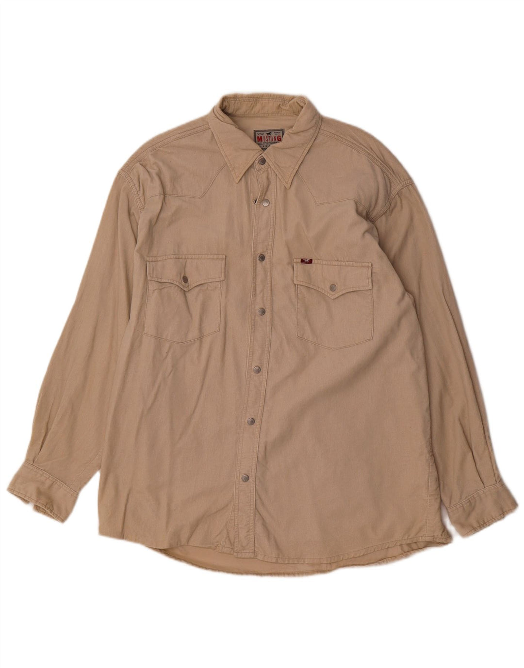 Mustang Herren-Cordhemd, groß, beige Baumwolle