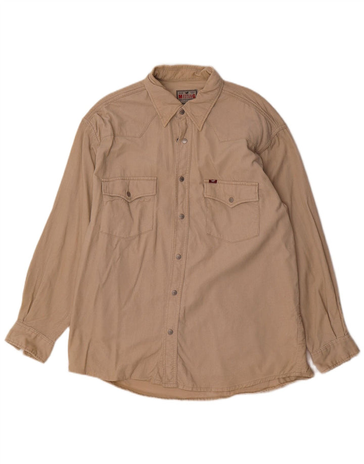 Mustang Herren-Cordhemd, groß, beige Baumwolle