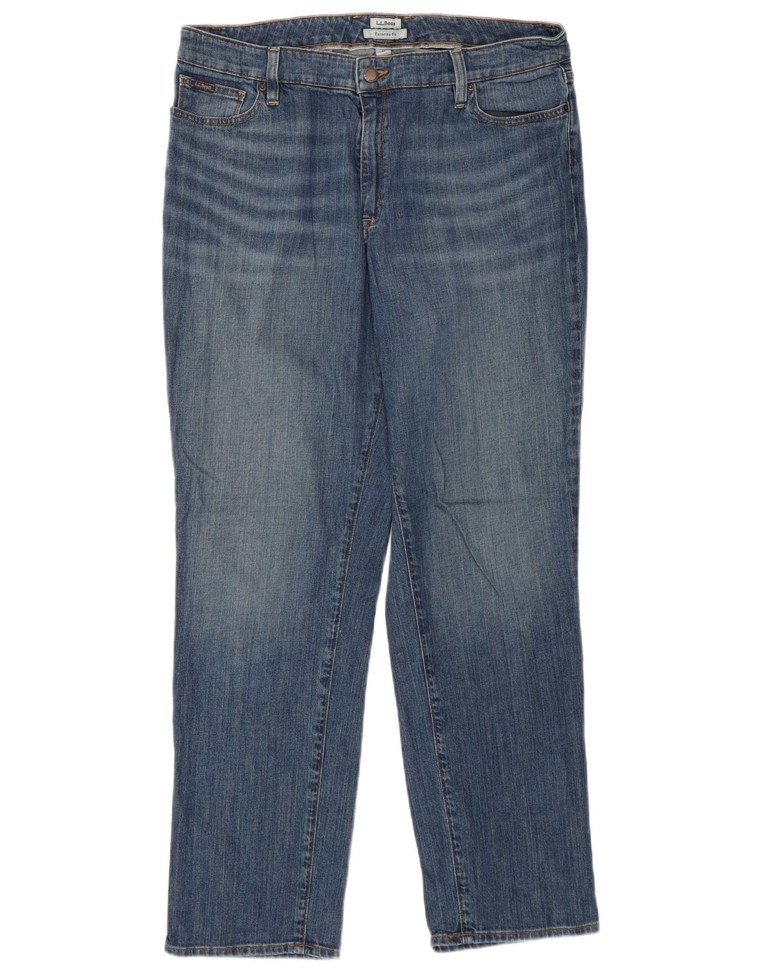 L.L.BEAN Womens Favorite Fit Straight Jeans US 14 XL W36 L30 Blau