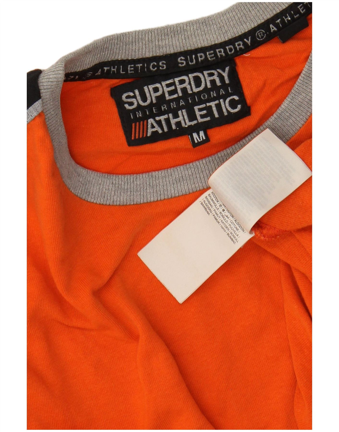 SUPERDRY Herren Grafik-T-Shirt-Oberteil aus mittelorangefarbener Colourblock-Baumwolle
