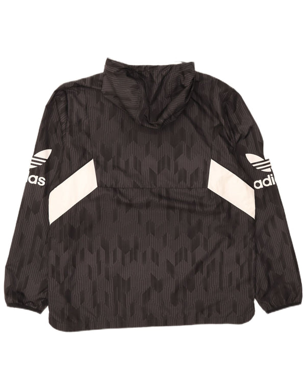Adidas Herren Graphic Hooded Anorak Jacke UK 42 XL Schwarz Colourblock