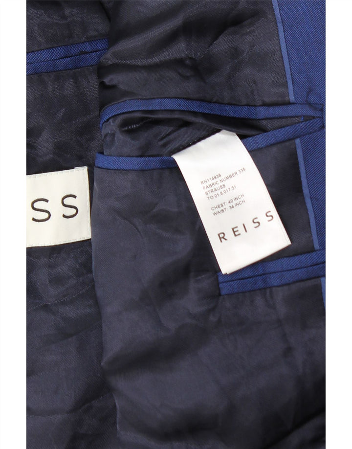 Reiss Herren-Blazer mit 1 Knopf, UK 40, große blaue Wolle