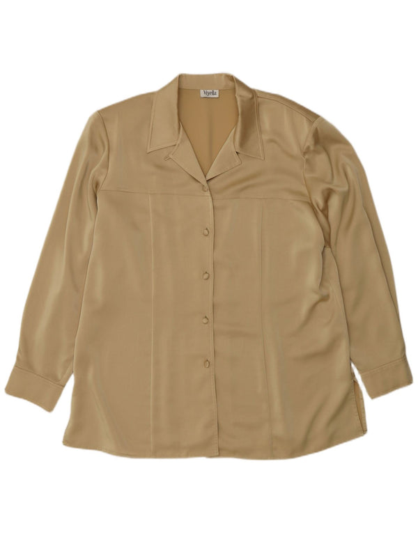 Viyella Womens Shirt Blouse UK 16 Large Gold Polyester