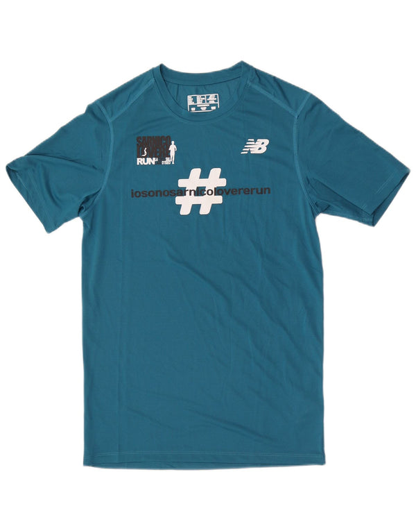 New Balance Herren Grafik-T-Shirt Top Small Blau Polyester