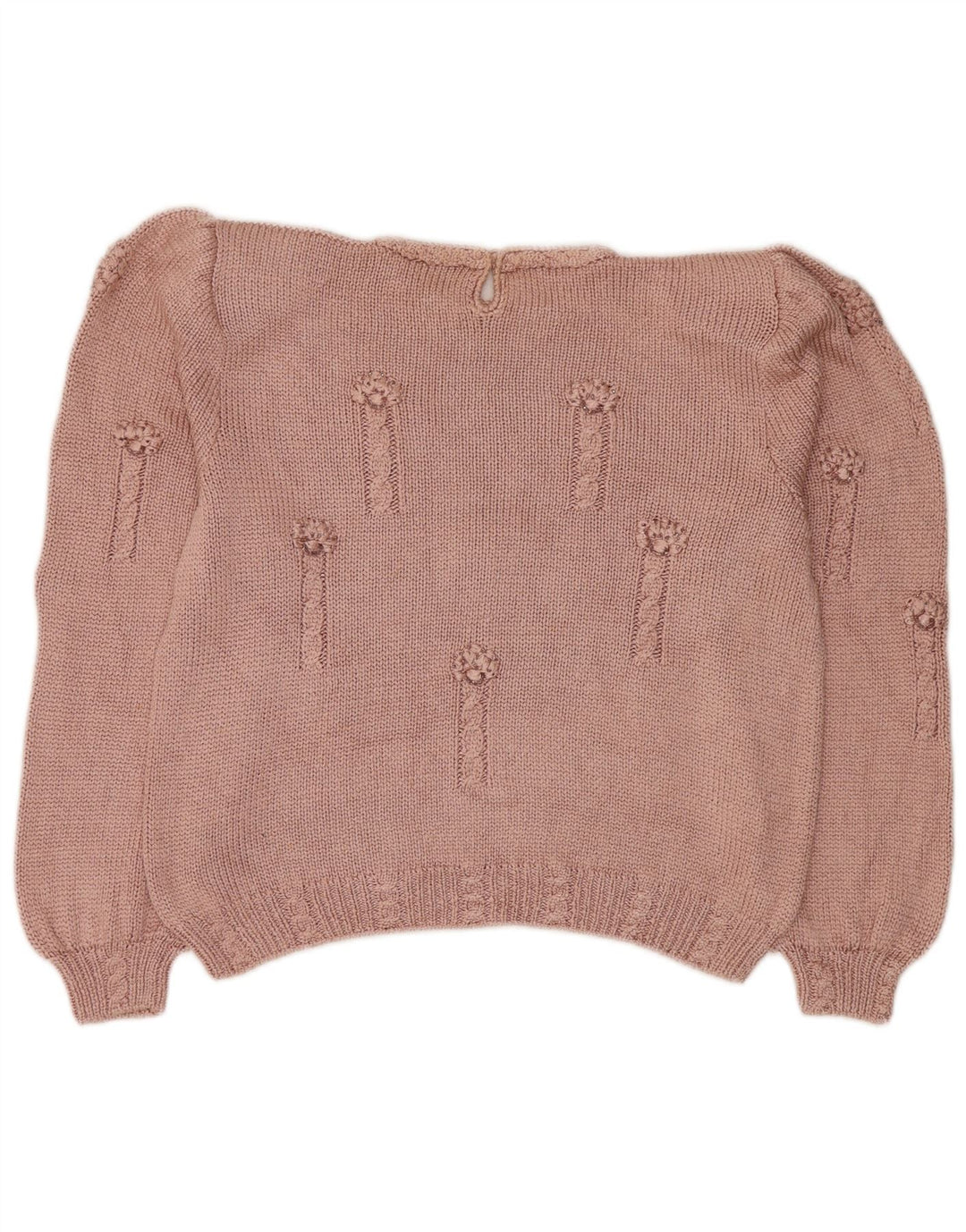 Vintage Damen Crop Crew Neck Pullover Pullover UK 16 Large Pink