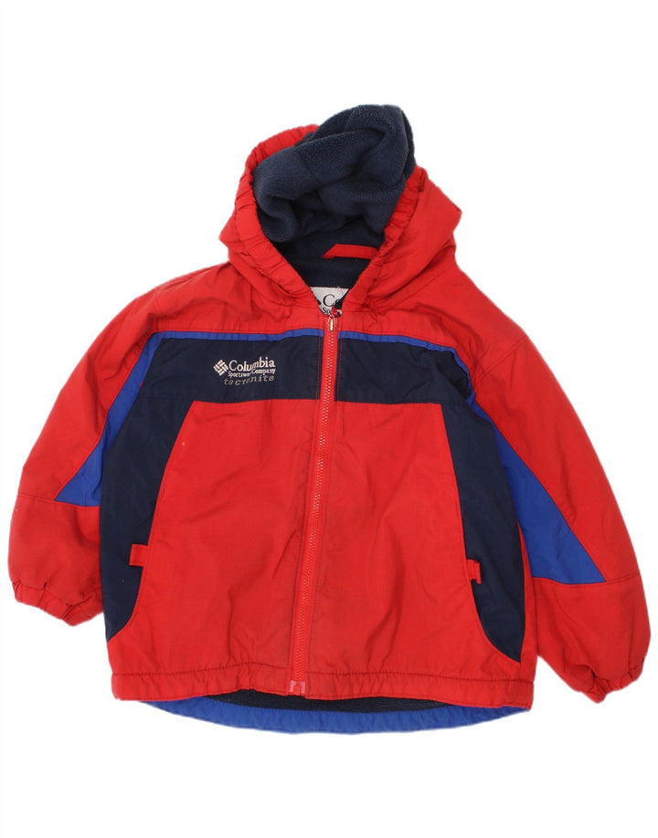COLUMBIA Windjacke mit Kapuze für Jungen, 2–3 Jahre, rotes Farbblockdesign