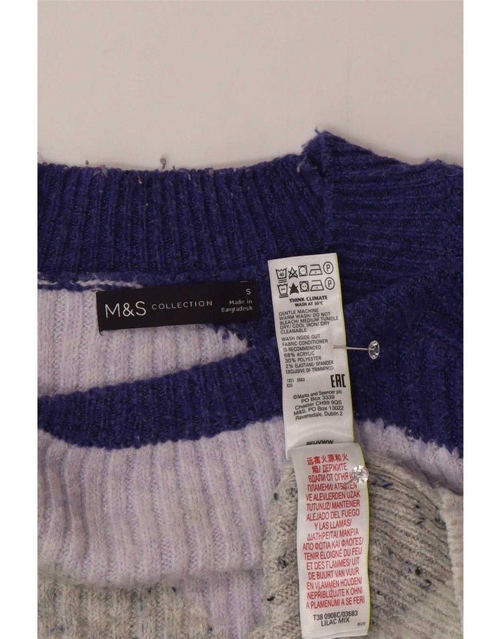 Marks & Spencer Damen Crop Crew Neck Pullover Pullover UK 10 Small Mehrfarbig