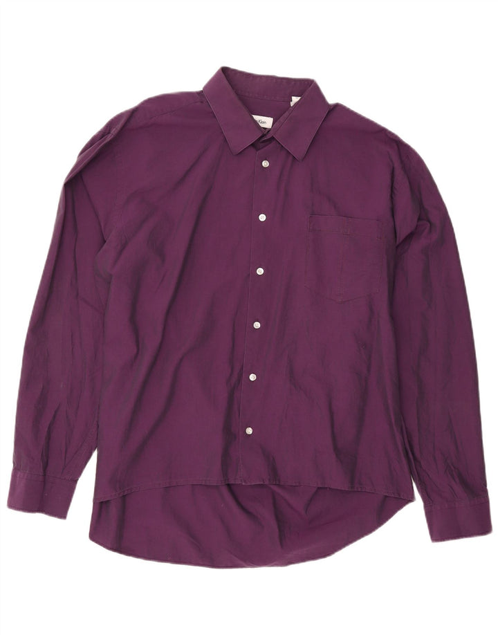 CALVIN KLEIN Herren Slim Fit Hemd Größe 44 XL Lila Baumwolle