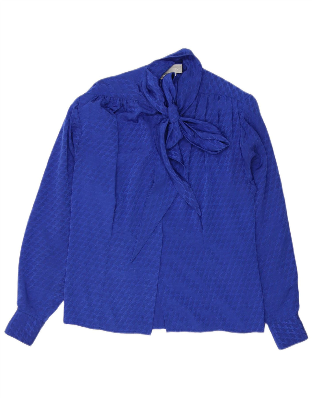 Evan Picone Damen-Hemdbluse mit vorderer Krawatte, US 4, klein, blauer Hahnentrittmuster