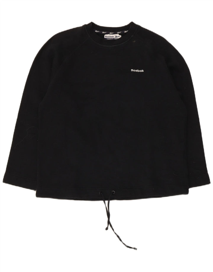 Reebok Damen Sweatshirt Pullover UK 12 Medium Schwarz Baumwolle