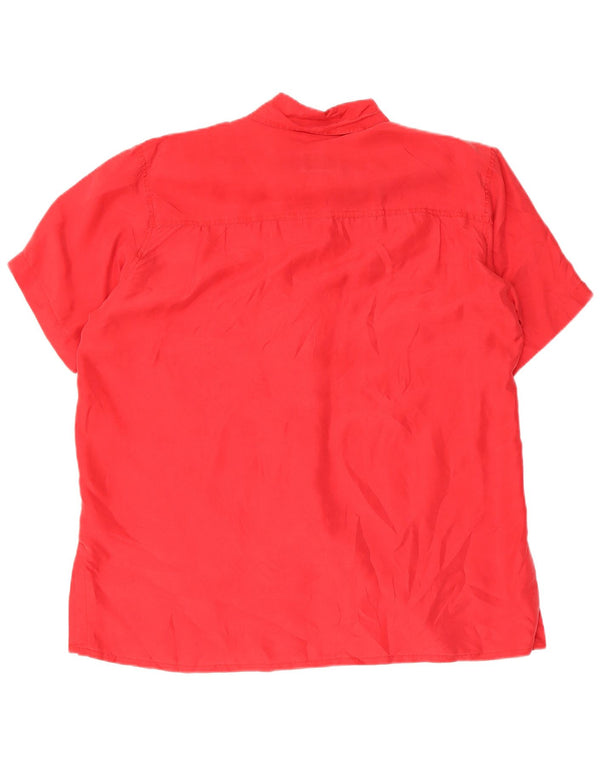 Brugi Womens Kurzarm-Oversize-Hemdbluse UK 10 Small Rote Seide