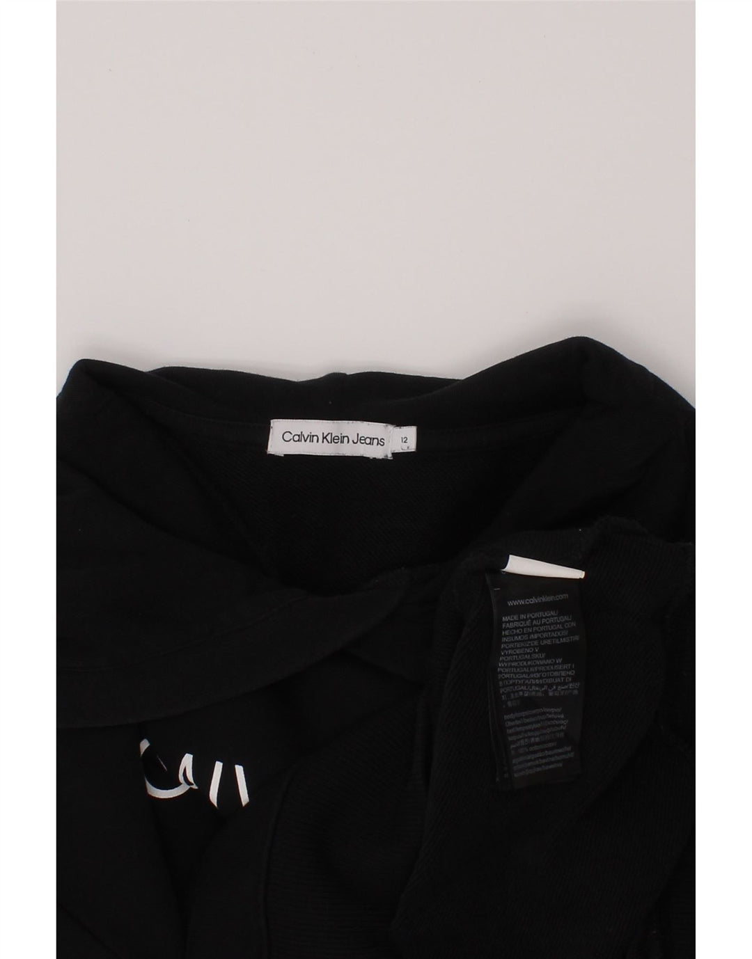 CALVIN KLEIN JEANS Crop Graphic Hoodie-Pullover für Mädchen, 11–12 Jahre, Schwarz