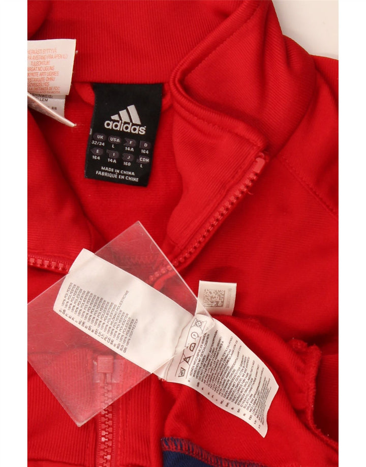 Adidas Jungen-Trainingsanzug-Top-Jacke, 13–14 Jahre, rotes Farbblock-Polyester