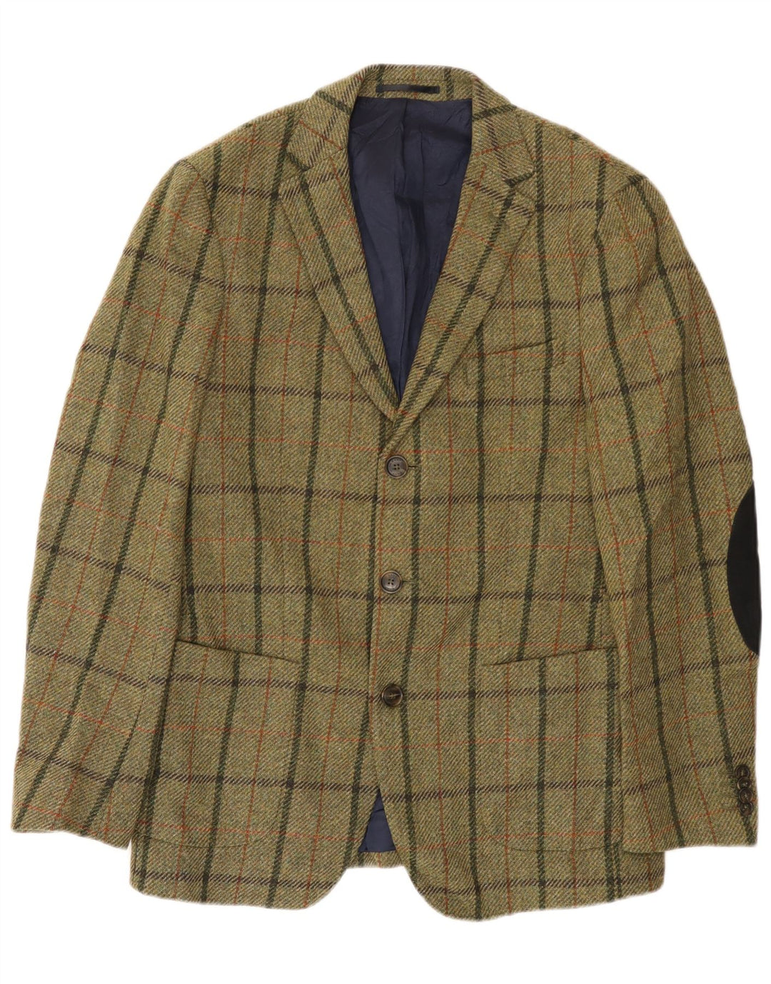 Gant Herren-Blazer mit 3 Knöpfen, IT 50, große Khaki-Karo-Wolle