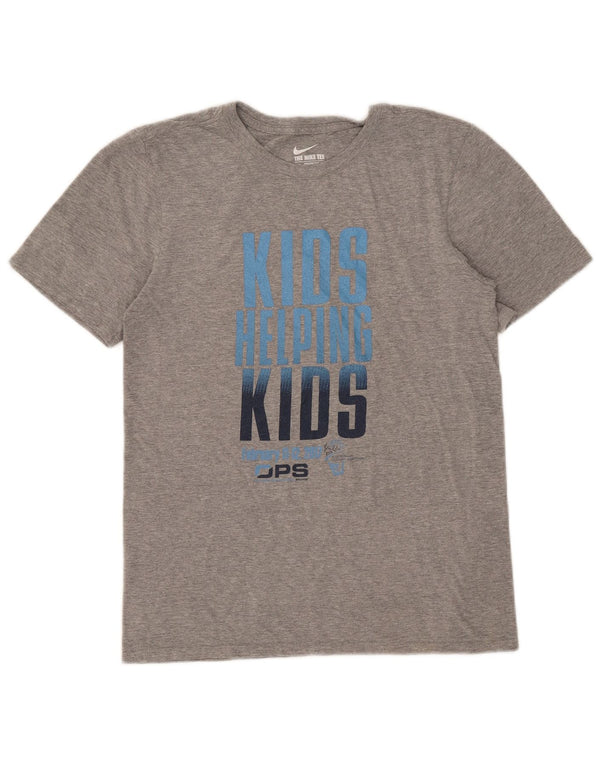 Nike Herren-T-Shirt mit sportlichem Schnitt und Grafik, Größe S, grau gefleckte Baumwolle