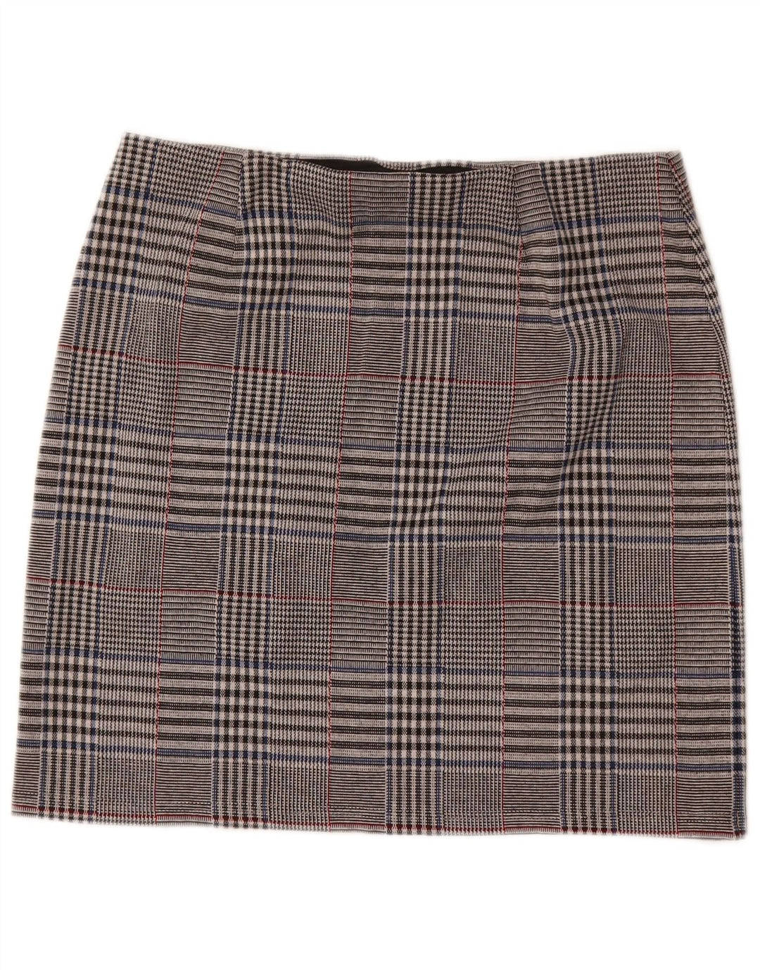 Gerader Damenrock von Marks & Spencer UK 14 Large W32 Grau kariertes Polyester