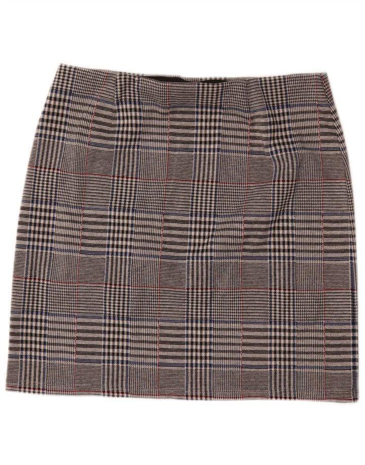 Gerader Damenrock von Marks & Spencer UK 14 Large W32 Grau kariertes Polyester