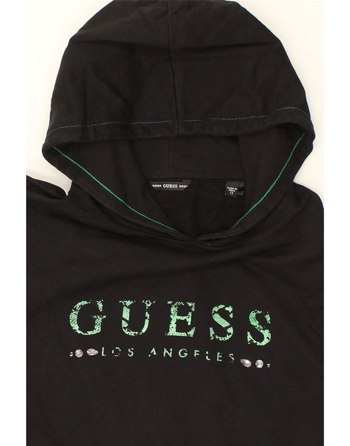GUESS Girls Graphic Hoodie Jumper 11-12 Years Black | Vintage Guess | Thrift | Second-Hand Guess | Used Clothing | Messina Hembry 
