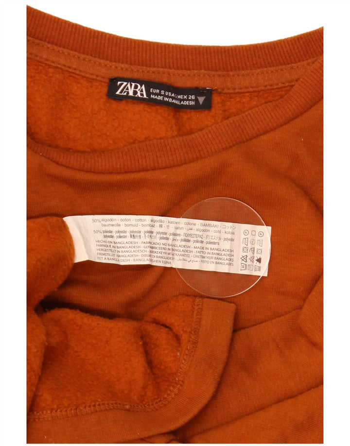 Zara Damen-Sweatshirt in Übergröße, Größe S, Braun, Baumwolle, UK 10