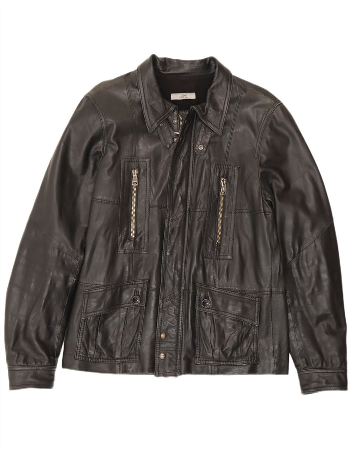 Zen Herren Lederjacke IT 52 Großes schwarzes Leder