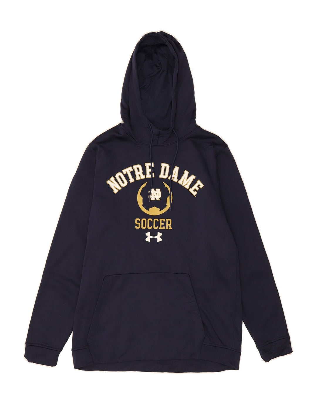 UNDER ARMOUR Mens Notre Dame Graphic Hoodie Jumper Medium Navy Blue Vintage Under Armour and Second-Hand Under Armour from Messina Hembry 