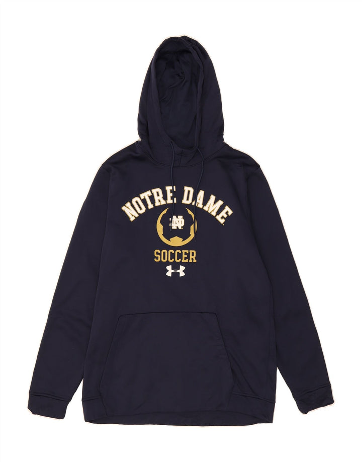 UNDER ARMOUR Mens Notre Dame Graphic Hoodie Jumper Medium Navy Blue Vintage Under Armour and Second-Hand Under Armour from Messina Hembry 