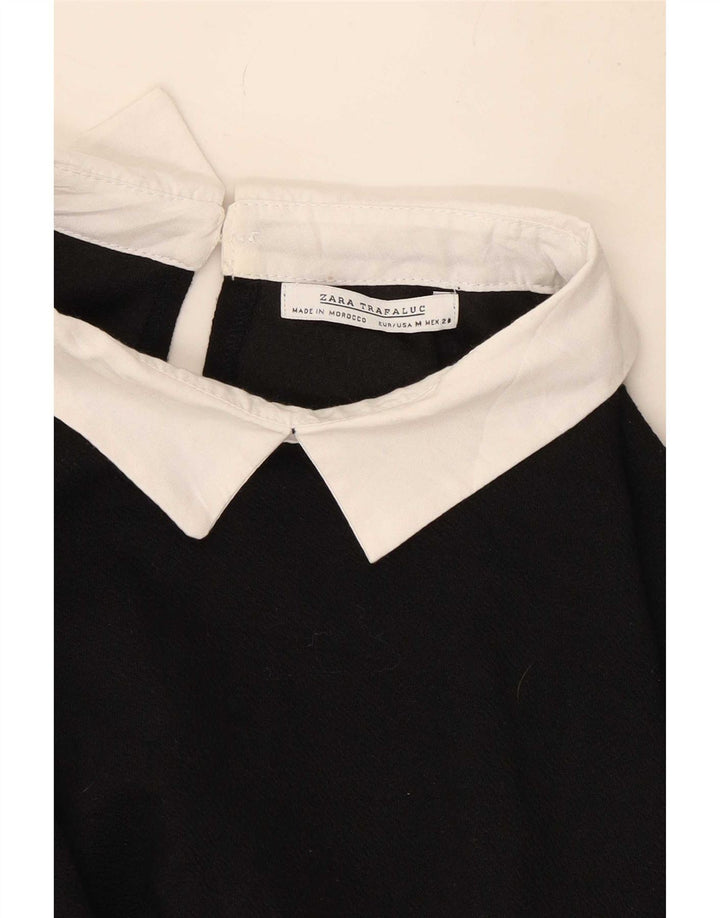 Zara Damen Etuikleid mit 3/4-Ärmeln, UK 12, Mittelschwarz, Farbblock