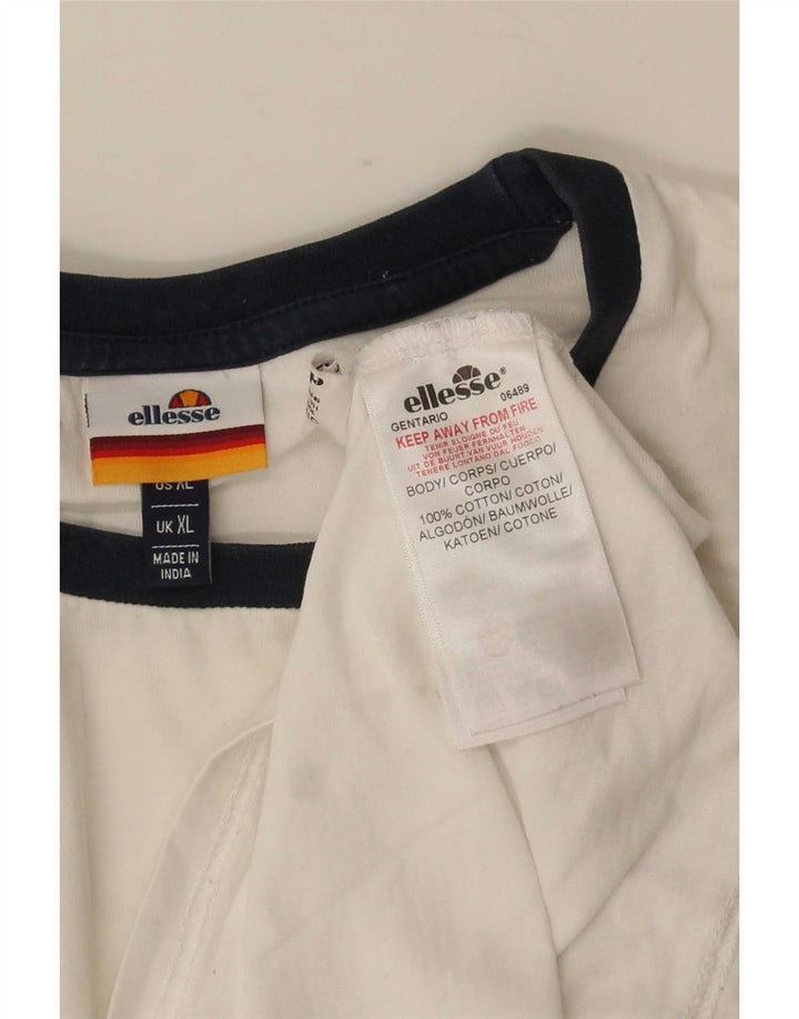 Ellesse Herren T-Shirt Top XL weiß gestreift aus Baumwolle