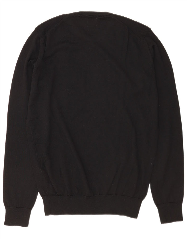 Zara Herren-Pullover mit Rundhalsausschnitt, Größe S, schwarze Wolle