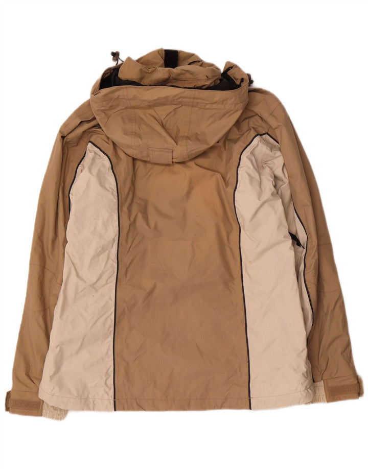 Helly Hansen Damen-Regenjacke mit Kapuze, UK 14, mittelbeigefarbenes Colourblock-Nylon