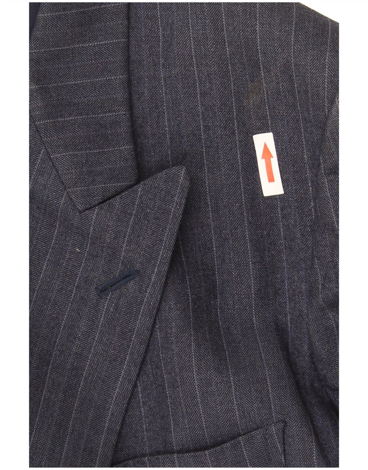 Vintage Herren Zweireiher Blazer Jacke UK 38 Mittel Marineblau gestreift