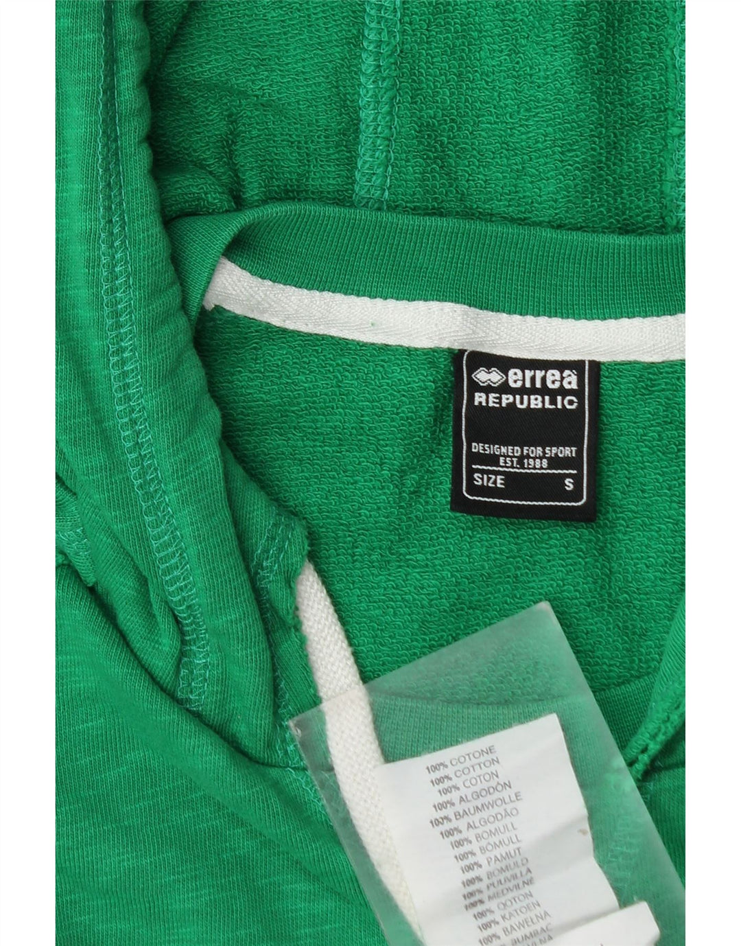 Errea Herren-Kapuzenpullover mit Grafik, Größe S, grüne Baumwolle