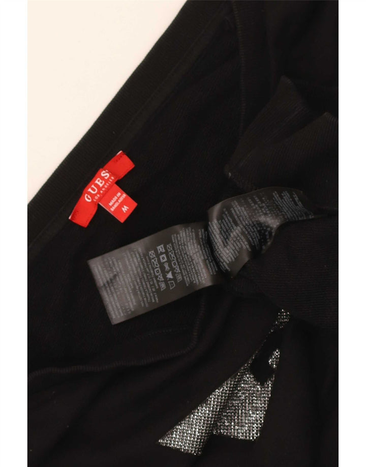 Guess Damen Crop Graphic Sweatshirt Pullover UK 14 Mittelschwarze Baumwolle